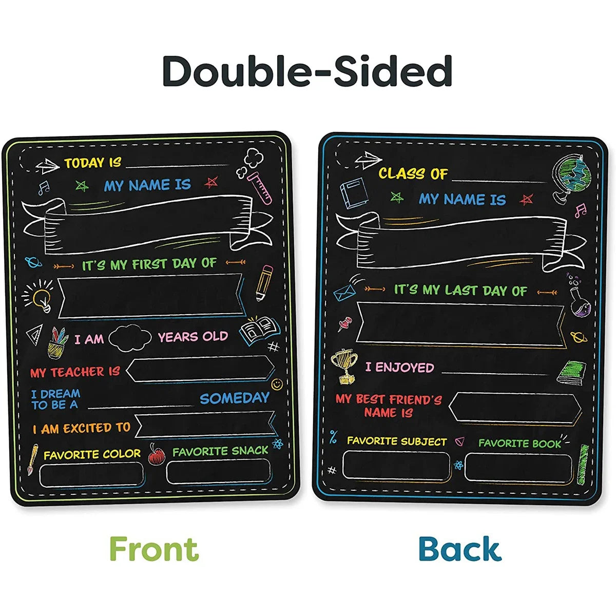 1Pc-First and Last Day of School Board, Double-Sided - My First & Last Day of School Sign Chalkboard