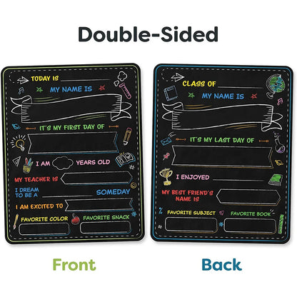 1Pc-First and Last Day of School Board, Double-Sided - My First & Last Day of School Sign Chalkboard
